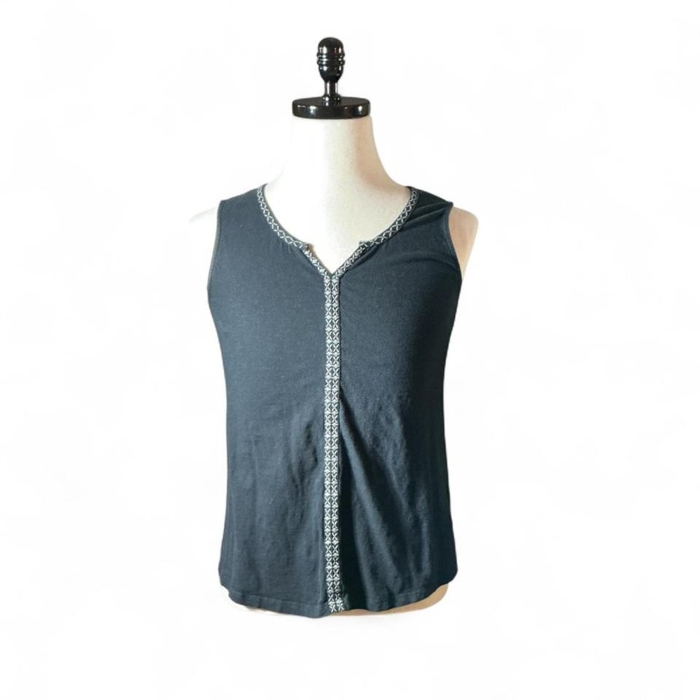 KUHL Organic Cotton V-Neck Embroidered Tank Top Women's Size S‎ Granola Girl